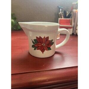 Vintage Christmas Hallmark ceramic creamer with poinsettia design